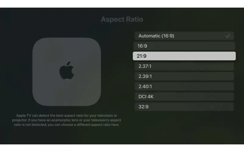 Apple TV 4K Expands Aspect Ratio Support: 21:9, 2.39:1, 32:9, and More