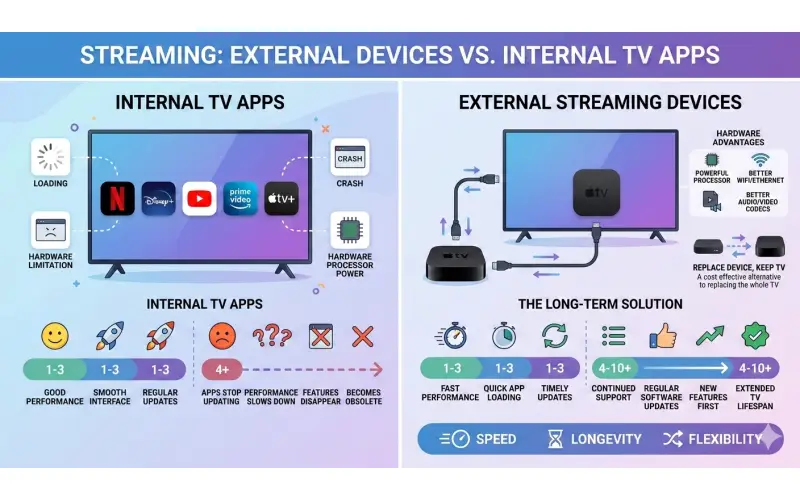 Smart TV Apps vs Streaming Devices: Why External Boxes Still Win